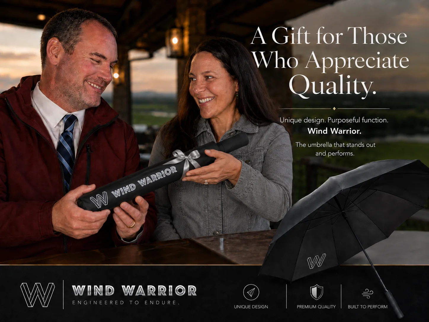 Wind Warrior umbrella being given as a gift